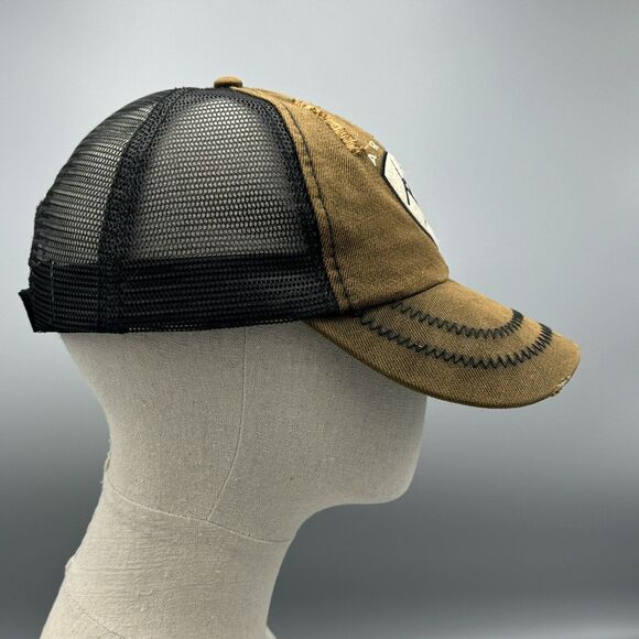 Distressed Ariat Brown Black Baseball Truckers Mesh Hat Adjustable Strap Western - Picture 6 of 12